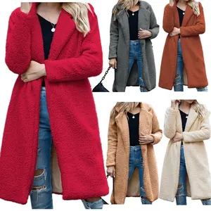 I più venduti 2020 inverno Plus Size donne spesse girare verso il basso cappotto cappotto Teddy cappotti lunghi in lana d'agnello per donna ragazza