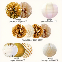Ensemble de lanternes en papier dorées rose or, lanternes rondes en papier, boules en nid d'abeille, lanternes pliables, décoration pour mariage, anniversaire, Halloween