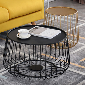 Table basse nordique en fer forgé, ligne ronde créative, avec marbre, pour salon, maison, combinaison de table ronde - Product Image 1