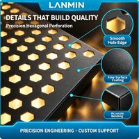 Panneau en aluminium perforé hexagonal sur mesure pour façade de bâtiment commercial, revêtement en aluminium rétroéclairé
