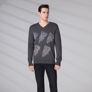 Wholesale Ribbed <b>Pattern</b> Knitwear Winter Pullover Long Sleeve Custom Logo Solid Color <b>Knit</b> V Neck Sweater - Product Image 1