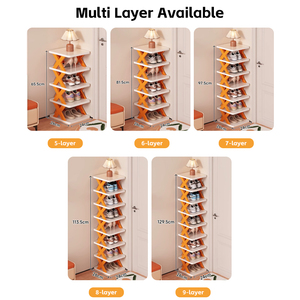 Étagère à chaussures verticale étroite, tour de rangement compacte empilable pour espaces restreints, étagères d'angle en plastique pour entrée, chambre à coucher - Product Image 5