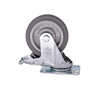 Rueda Giratoria de TPR de 4 Pulgadas para Trabajo Mediano, Gris, con Freno, Ruedas Fijas y Rígidas para Muebles, Compatible con OEM