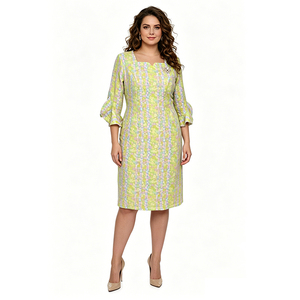 Vestido de Iglesia Elegante Floral de Poliéster Tejido Suave y Cómodo al por Mayor, Vestido Ocasional de Brocado para Mujer Tallas Grandes - Product Image 1
