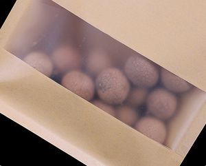 Prêt à expédier 100g 250g 500g Sacs en papier kraft à fond plat avec fenêtre transparente et fermeture éclair pour un usage cadeau - Product Image 5