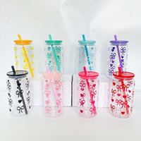 Offre Spéciale – Gobelet Réutilisable en Plastique de 16 oz, Style Bocal Mason Coloré, avec Couvercle et Paille
