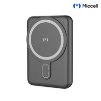 Miccell - Bancos de Energía Magnéticos de 10000 mAh y 20 W, Portátiles, de Carga Rápida, con Soporte Integrado, Banco de Energía con Carga Inalámbrica