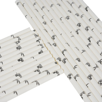 Pailles en papier biodégradables noires imprimées, jetables et compostables de qualité alimentaire pour cafés et salons de thé – Nouveauté mondiale