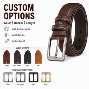 <span class=keywords><strong>Ceinture</strong></span> en <span class=keywords><strong>cuir</strong></span> de vachette pour hommes de Style classique en <span class=keywords><strong>cuir</strong></span> fendu de haute qualité marron avec boucle ardillon en alliage pour les affaires ou les jeans - Product Image 5