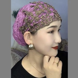 Chapeau musulman Baotou pour femmes, nouveau design <span class=keywords><strong>2022</strong></span>, vente chaude, chapeau à perles de prune, chapeau à vis, chapeau brodé à perles - Product Image 5