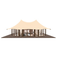 Tente Safari de Luxe en Toile pour Glamping, Kits de Cabane en Bois avec Salle de Bain