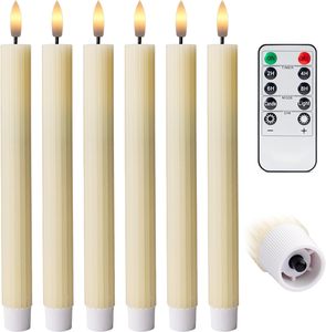 3d Real Flame Home Decoration <b>Set</b> of 2 Smooth Taper Ivory Battery Operated Led <b>Candle</b> - Product Image 2