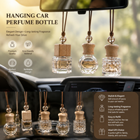Diffuseur de voiture de luxe, flacon vide avec bouchon en bois, diffuseur d'air en verre cristal pour voiture, logo personnalisé OEM, aromathérapie, décoration suspendue
