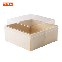Boîte de pâtisserie en bois biodégradables, emballage avec fenêtre transparente pour pâtisserie, Mini gâteau à donuts, vente en gros, 10 pièces