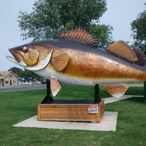 Decorazione in fibra di vetro scultura di pesce grande statua di pesce in resina arti per il giardino del mare - Product Image 3