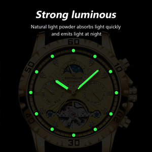 POEDAGAR, reloj automático luminoso resistente al agua de alta calidad para hombre, reloj mecánico de lujo de acero inoxidable dorado para hombre - Product Image 3
