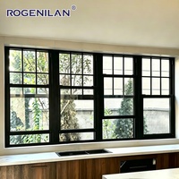 Fenêtres à double battant modernes Rogenilan à économie d'énergie, vitrage Low-E, en aluminium, double vitrage, coulissantes verticalement pour maison