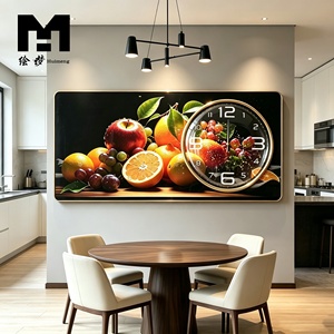 Orologio <span class=keywords><strong>da</strong></span> <span class=keywords><strong>Parete</strong></span> Moderno Astratto con Frutta, Stampa Artistica su Vetro, <span class=keywords><strong>Poster</strong></span> Decorativo <span class=keywords><strong>per</strong></span> <span class=keywords><strong>Cucina</strong></span> e Sala <span class=keywords><strong>da</strong></span> Pranzo - Product Image 1
