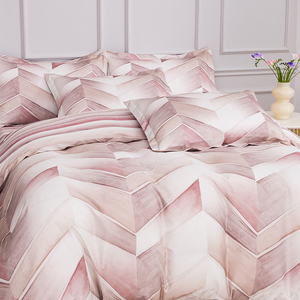 Watercolor <strong>Blush</strong> <strong>Pink</strong> Chevron Pattern Luxury <strong>Bedding</strong> <strong>Sets</strong> Skin-Friendly Cotton Duvet Cover Duvet Cover <strong>Set</strong> - Product Image 3