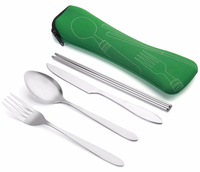 Vente en gros, ensemble de couverts de voyage portables réutilisables 4 pièces avec sac de transport, ensemble de couverts pour boîte à lunch