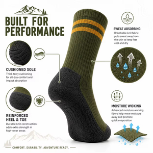 Custom Wool Hiking <b>Socks</b> <b>Moisture</b> Wicking Cushioned Sole Warm Outdoor Sports Crew <b>Socks</b> for Winter Season Outdoor Hiking <b>Socks</b> - Product Image 3