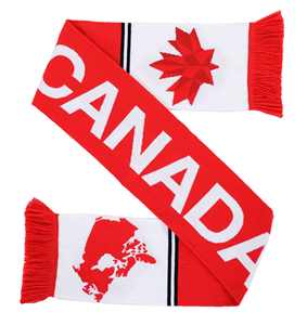 Bufanda de Fútbol Personalizada al por Mayor de Alta Calidad, Estilo Retro Ecológico, 100% Acrílico, Diseño de Punto HD para Decoración de Canadá - Product Image 1