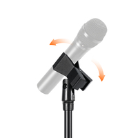 Support de microphone réglable en hauteur avec pieds de trépied pliables, dispositif de verrouillage réglable et design minimaliste à 2 tiges