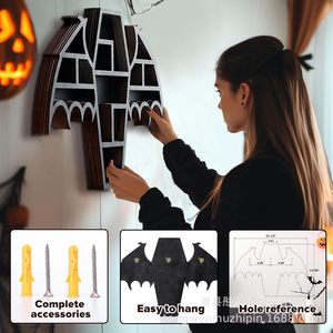 Halloween Coffin Rack Wooden Gothic <b>Wall</b> <b>Shelf</b> Black 3 Layers Multipurpose Decor For Home Party - Product Image 3