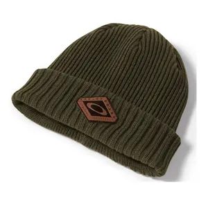 Designer Warm Gebreide Dikke Leeg Custom Logo Lederen Patch Winter Merino Kasjmier Wol Beanie Hoed Voor Mannen