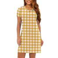 Dropshipping Vêtements Femmes Hawaii Palaka Casual Dresses Short Sleeve Mini Dress Custom Loose Lady Dress