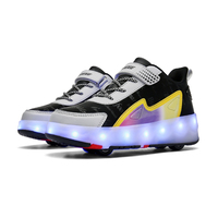 Chaussures à roulettes à quatre roues avec lanières lumineuses, chaussures en maille pour l'extérieur, chaussures à roulettes pour garçons et filles en stock