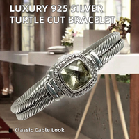 Bracelet double câble de luxe vintage en argent 925 avec zircone 8A taille tortue 11 mm, idéal pour un cadeau