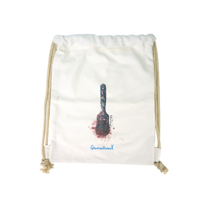 Bolsa con cordón blanca de lona de algodón orgánico ecológico de doble cuerda al por mayor con logotipo - Product Image 5