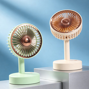 Ventilateur de bureau en forme de lapin de dessin animé avec lumière LED, 7 9,9 pouces, ventilateur de table alimenté par batterie, trois vitesses, commande mécanique, matériau plastique - Product Image 2