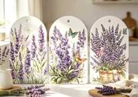 Sous-plat en céramique en forme de porte, motif floral tulipe lavande gaufré or, résistant à la chaleur