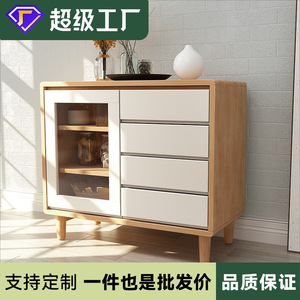 Nordic Solid Wood <b>Sideboard</b> 900mm And Above <b>Storage</b> Kitchen Cabinet Natural Wood Color - Product Image 4