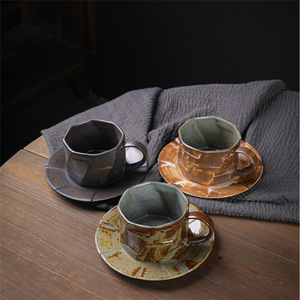 Creative rétro poterie <span class=keywords><strong>expresso</strong></span> <span class=keywords><strong>tasse</strong></span> soucoupe grande 300ml personnalisé lavable à la main en gros verres cadeau Option bricolage Logo Option - Product Image 3