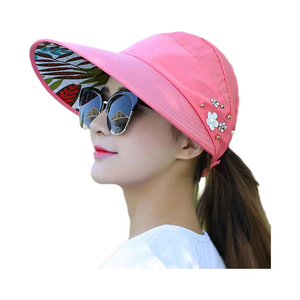 Wholesale Fashion Womens Ladies Summer Vacation Wide Foldable <b>Hat</b> Anti-UV Beach Visor Caps Casual <b>Hats</b> - Product Image 1