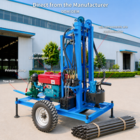Petite foreuse remorquable de puits d'eau 150m, machine de forage de puits d'eau diesel hydraulique pour irrigation