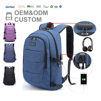 Sac à dos classique décontracté avec port USB, s'adapte à un ordinateur portable, idéal pour les étudiants, les professionnels et l'usage quotidien