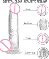 Yanse - Juguetes Sexuales de Diferentes Tamaños, Dildos de Goma Suave, Pene Artificial Realista, Dildo Transparente de Cristal, Dildo Enorme para Mujer