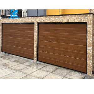 Puerta <span class=keywords><strong>de</strong></span> garaje <span class=keywords><strong>de</strong></span> panel <span class=keywords><strong>de</strong></span> espuma <span class=keywords><strong>de</strong></span> PU con acabado <span class=keywords><strong>de</strong></span> color <span class=keywords><strong>madera</strong></span> <span class=keywords><strong>y</strong></span> acero galvanizado <span class=keywords><strong>de</strong></span> estilo moderno <span class=keywords><strong>para</strong></span> villas estilo abierto rodante con ventanas laterales - Product Image 2