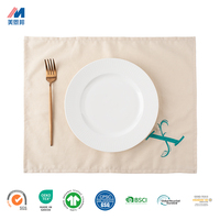 Set de table réutilisable en coton et lin brodé de luxe avec bord ourlé, personnalisable, directement de l'usine, pour la décoration de la salle à manger à la maison