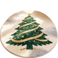 Tapis de sol circulaire en fausse fourrure de cachemire pour Noël, motif sapin de Noël, pour salon, canapé, entrée, absorbant et antidérapant