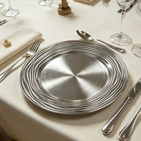 Assiette de Présentation en Plastique Style Américain de 33 cm, Durable, à Motif à Pois, pour Mariages et Décoration Intérieure - Vente en Gros