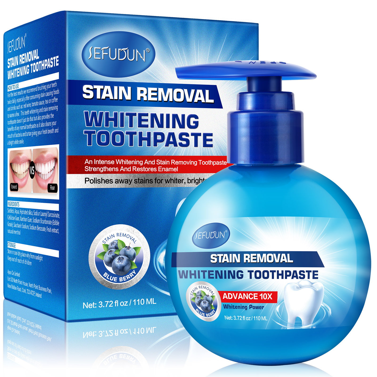 SEFUDUN Whitening Toothpaste – Passion Fruit & Blueberry Flavor Stain-Care Oral Hygiene Paste - View 2