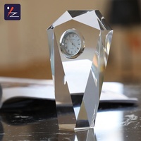 Horloge de bureau à projection de calendrier électronique en cristal transparent de haute qualité pour les cadeaux de mariage et la décoration de la maison