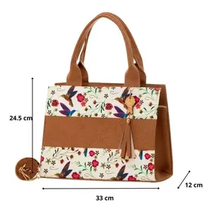 Bolso de mano de algodón para mujer Fana Danae, tamaño mediano, con estampado floral, para viajes de negocios - Product Image 4