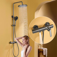Nouveau luxe mural en laiton massif pluie colonne de douche ensemble complet salle de bain douche robinet baignoire système de douche thermostatique