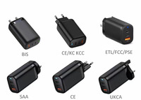 Chargeur GaN le plus récent chargeur mural GaN USB 65W prise pliable pour téléphone portable tablette ordinateur portable